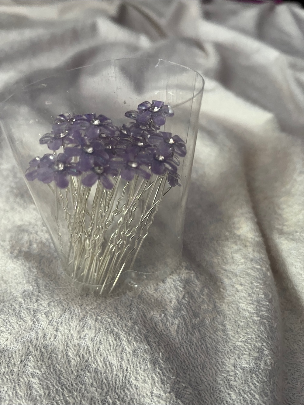 Purple Floral Hair Pins - Set of Decorative Bobby Pins